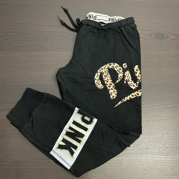 PINK Victoria's Secret Pants - Victoria's Secret PINK Leopard Logo Joggers Size Large